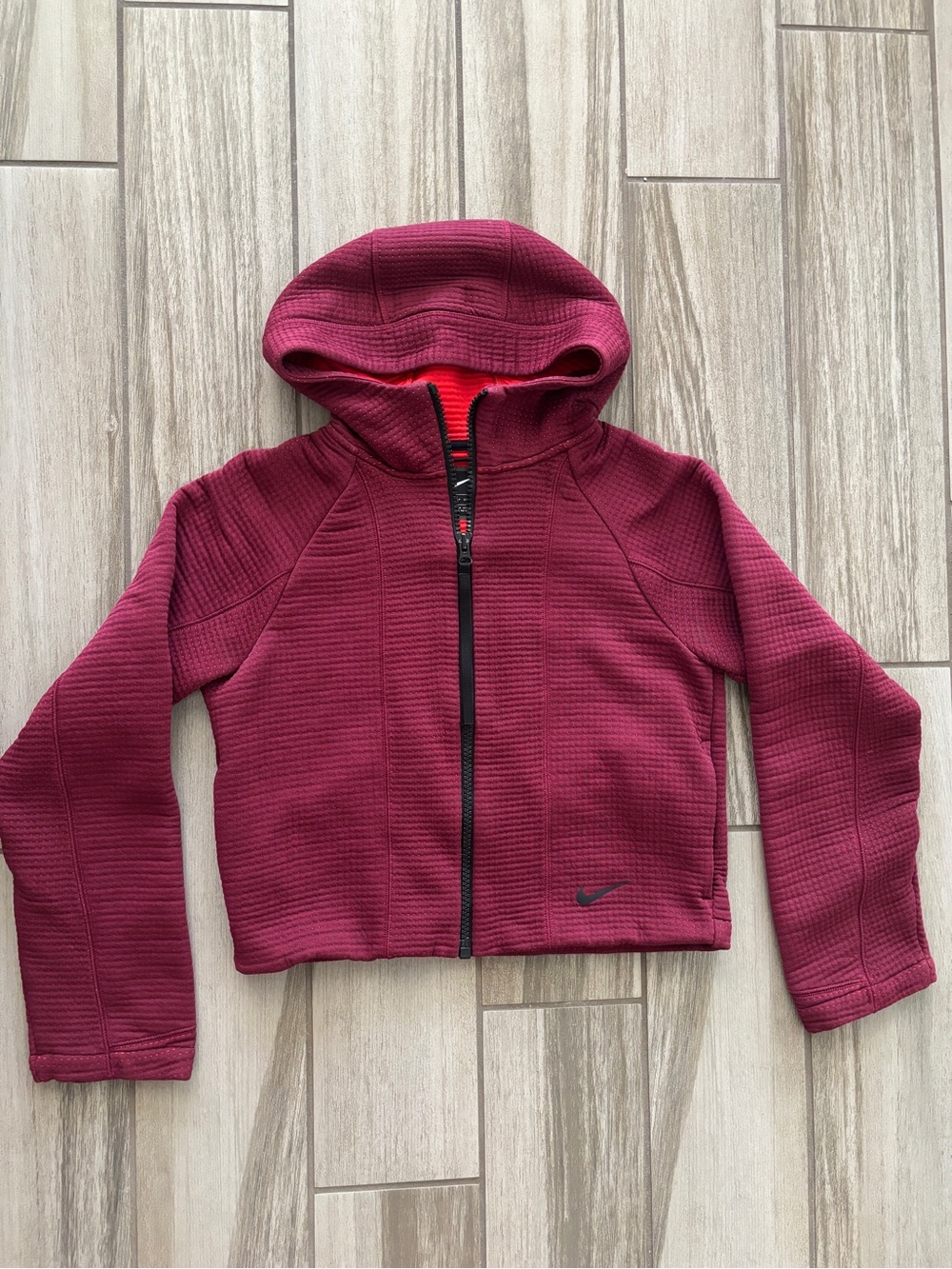 Nike Maroon Cropped Zip Hoodie